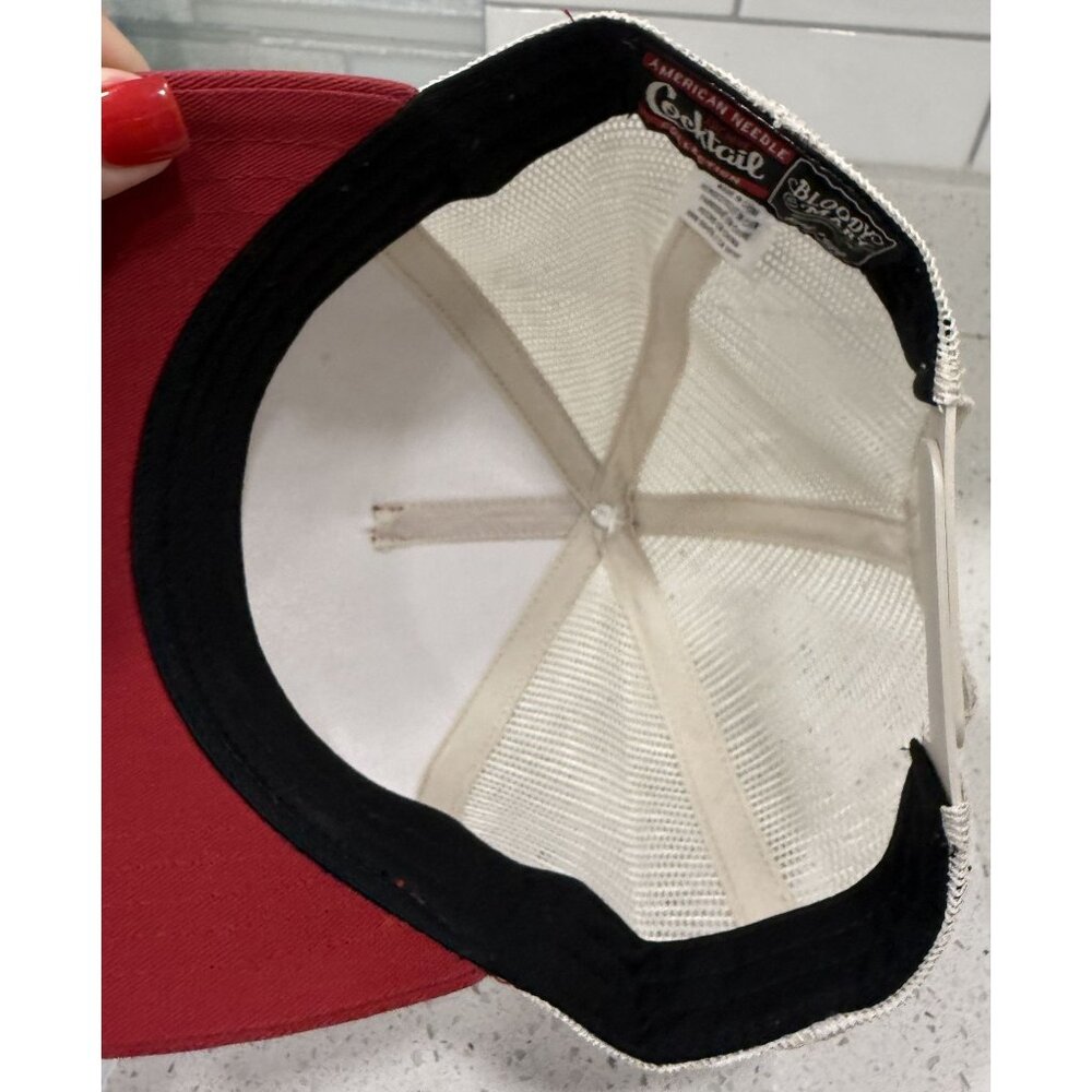 American Needle Original Bloody Mary Hair Of The Dog Mesh Trucker Hat Red White - Picture 4 of 5